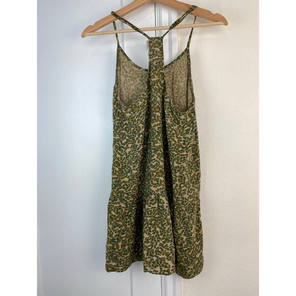 Roxy Women's Size S Tan Green Floral Sleeveless Racerback Mini Sundress - Picture 4 of 6